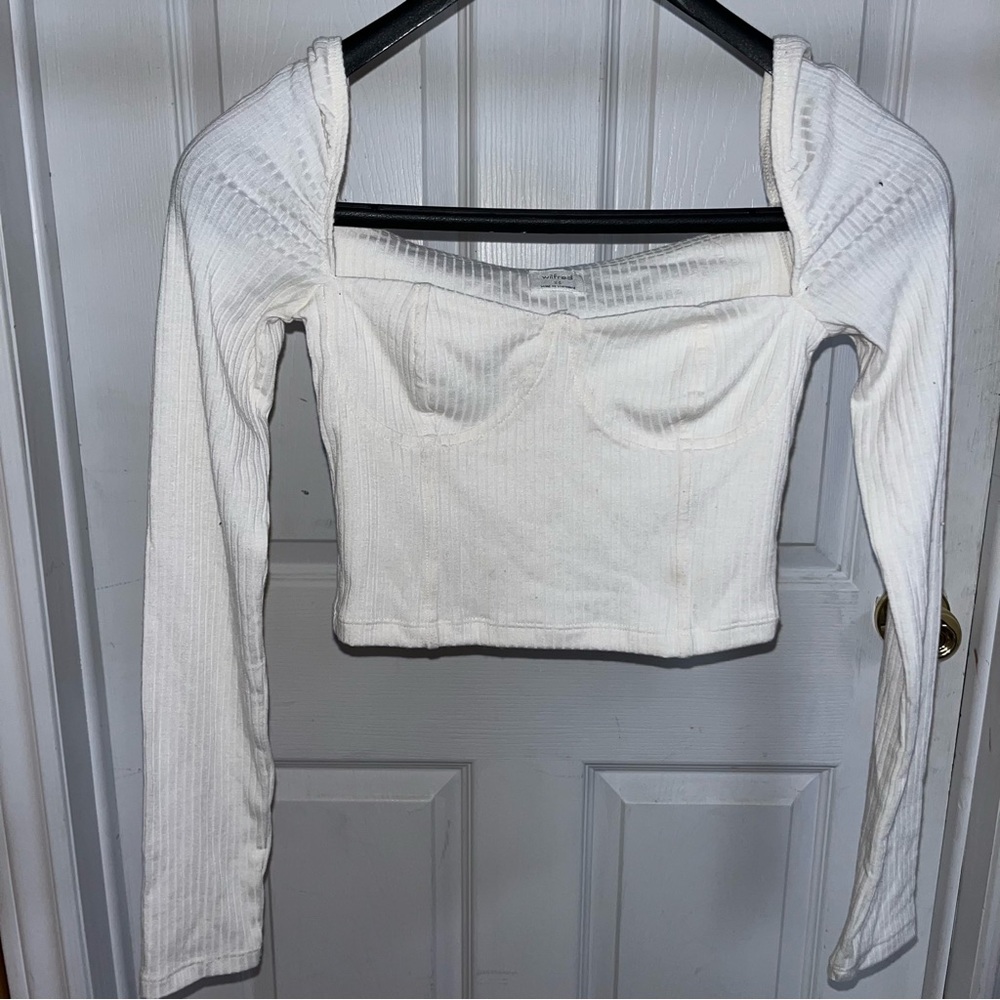 Wilfred White Cropped Long Sleeve Women's Top